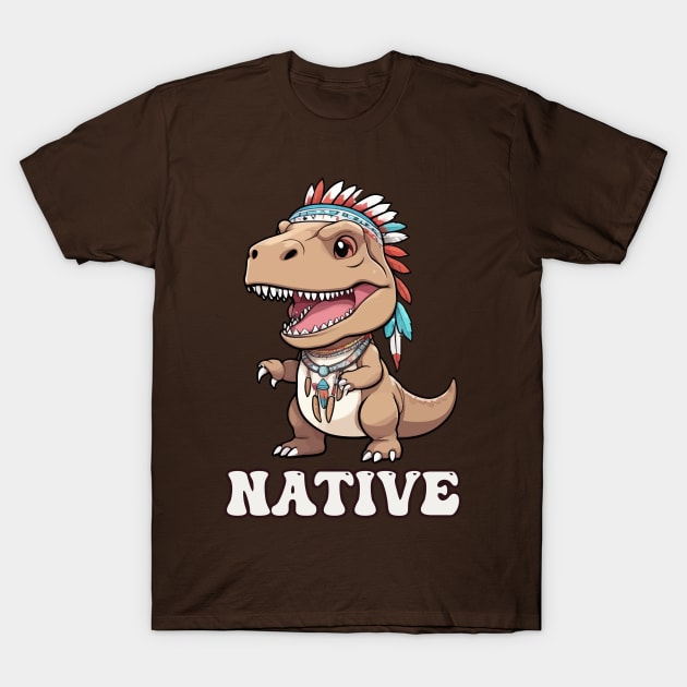 Native American Indigenous Dinosaur T-Shirt by Rishirt